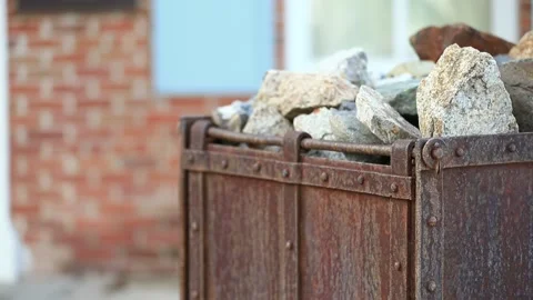 Close Up Pan of Rusty Mining Ore Cart in the Snow - Shallow Depth of Field Stock Footage 149032404