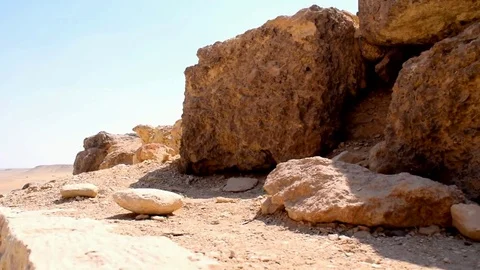 Close pan shot to very ancient monumental rocks Stock Footage 79606698