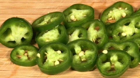 Close up  pan of sliced jalapenos Video stock 523058
