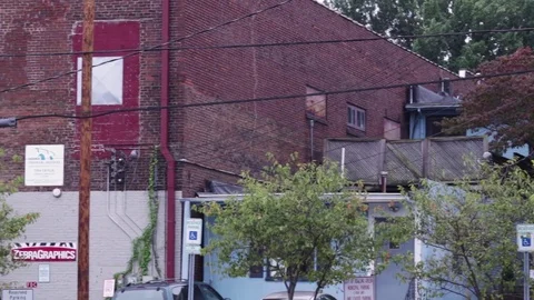 Close up pan of some historic brick buildings Stock Footage 93783145