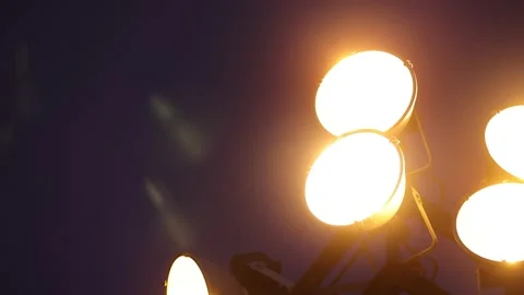 Close Up Pan of Sporting Lights at Athletic Field - Shallow Depth of Field Stock Footage 155882451
