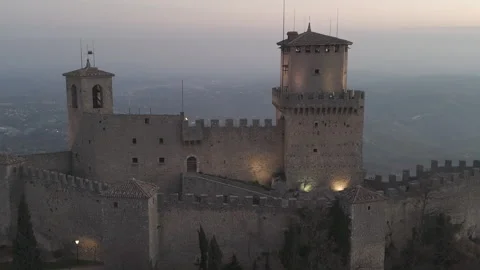 Close up to a pan of the sunrise castles Stock Footage 324024701