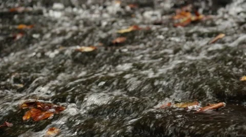 Close up pan of water falling Stock Footage 46057602