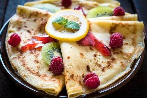 Close up to pancakes Stock Photos