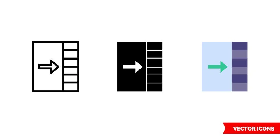 Close pane icon of 3 types. Isolated vector sign symbol. Stock Illustration