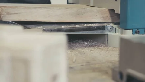 Close-up: panel saw in the carpentry workshop. Electric circular saw Video stock 72728398