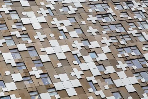 Close up of the panels of cladding on The Cube Stock Photos