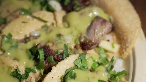 Close up panning pork tacos Stock Footage 250357861