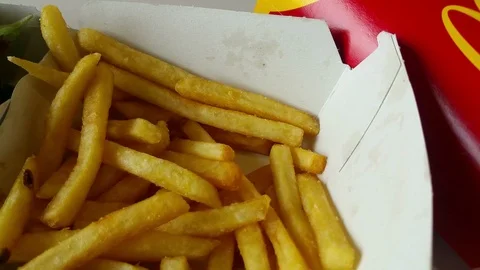 Close up panning shot of a McDonalds tas... | Stock Video | Pond5