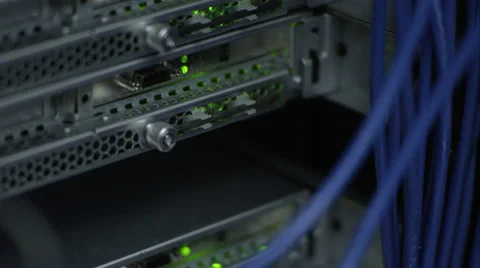 Up close panning view of network cables and hardware Stock Footage 64527853