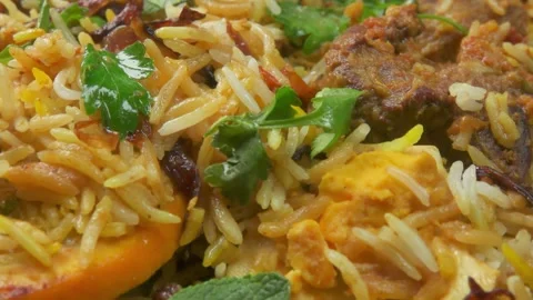 Close Up Panorama Over Mixed Biryani Rice Stock Footage 309765339