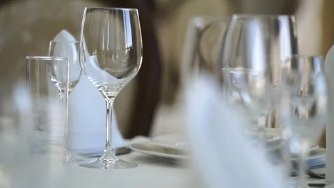 Close up, panoramic view of the banquet room Stock Footage 106080332