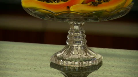 Close-up of papaya on fruit stand Stock Footage 57814558