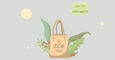 Close up of paper bag animation with eco bag text. Stock Footage