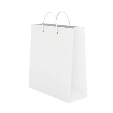 Close up of paper bag on white background with clipping path. 3d rendering Illustrazione stock