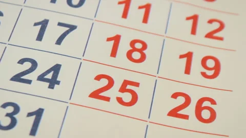 Close Up Paper Calendar Dates Time Passing Business Stock Footage 329375146