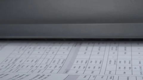 Close up of paper out of the printing machine Stock Footage 277379097