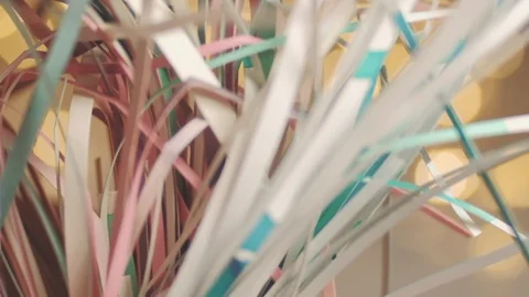 Close up of paper snippets rustling sound. High quality audio. 4K Stock Footage 129377010