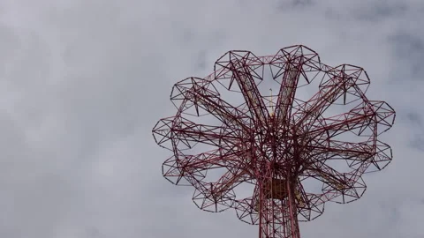 Close up of Parachute Jump on a Overcast Winter Day. Coney Island,Brooklyn Stock Footage 238533618