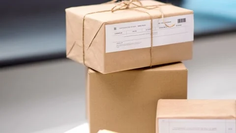 Close up of parcel boxes at post office Stock Footage 130709315