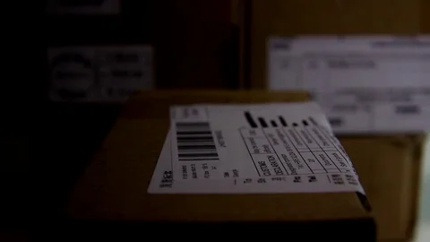 Close Up Of Parcel Package In The Dark. Stock Footage 97868644