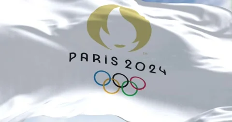 Close-up of Paris 2024 Olympics Games fl... | Stock Video | Pond5