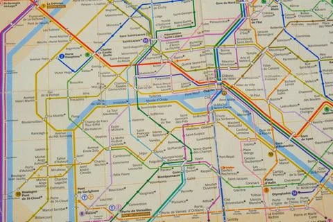 Close up of Paris metro subway map 写真素材
