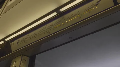 Close-up of Paris subway route map, glowing indicators and lights showing stops Stock Footage 306437933