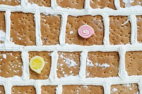 Close up part of  bread and sweet house for festival. Stock Photos