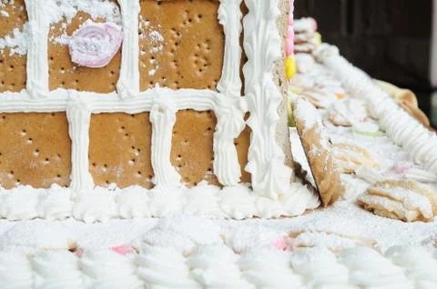 Close up part of  bread and sweet house for festival. Stock Photos