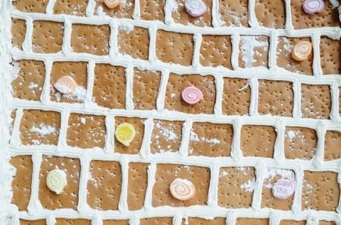 Close up part of  bread and sweet house for festival. Stock Photos