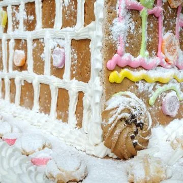 Close up part of  bread and sweet house for festival. Stock Photos