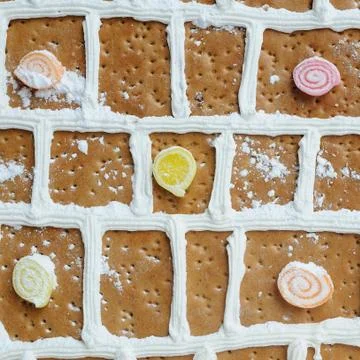 Close up part of  bread and sweet house for festival. Stock Photos
