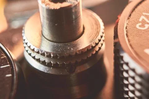 Close up of the part of old camera. Stock Photos