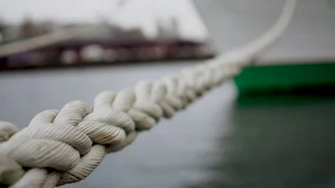 Close-up of part of twisted rope. Macro photography of villi of twisted rope on Stock Footage 144000431
