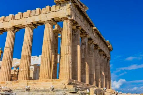 Close-up of the parthenon from a corner Stock Photos