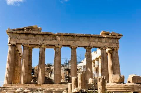Close-up of the parthenon Stock Photos