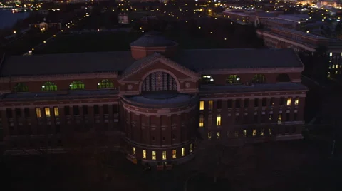 Close partial orbit of the National War College in Washington DC at night. Shot Stock Footage 59191680