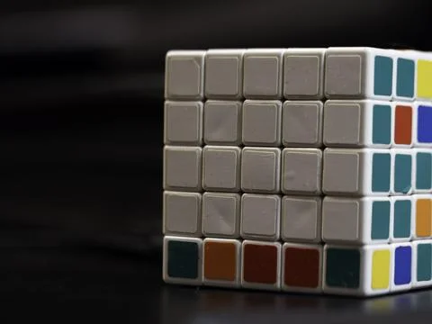 Close-up of a partially solved puzzle cube Stock Photos