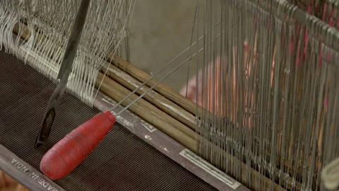 Close up of pashmina making traditional process, Pashmina, Nepal Video stock 139740383