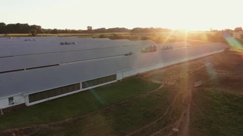 Close pass over poultry house feed bins, Yanceyville Видео 347190959
