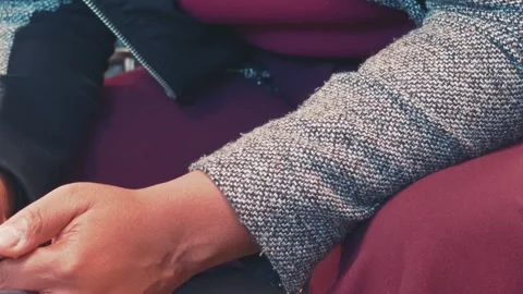Close Up of Passenger Hands Typing on Smartphone Holding Travel Passports 库存影片 347688265