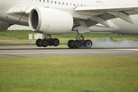 Close-up of passenger Jet Wheels. Stock Photos