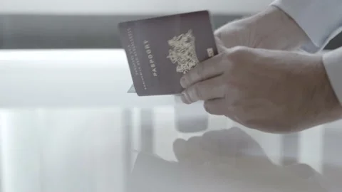 Close Up Of Passport Control 库存影片 144365825