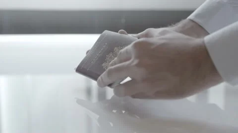 Close Up Of Passport Control 库存影片 144365833