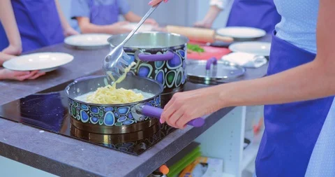 Close-up of pasta preparation Stock Footage 89885415