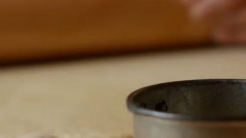 Close up of a pasta stamp on a floured table Stock Footage 84194575