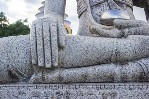 Close up path Hand of an ancient Buddha historical park in Thailand Stock Photos