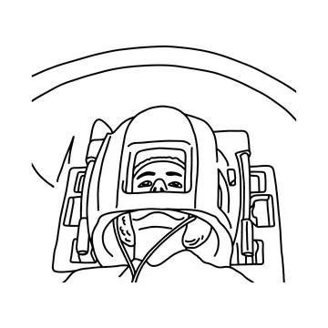 Close up of patient head in MRI scanner vector illustration sketch hand drawn Stock Illustration