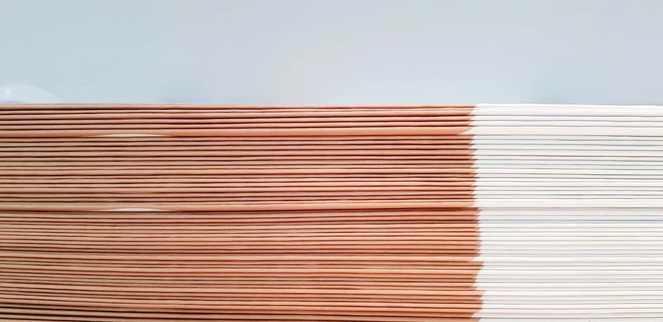 Close up pattern and line of Brown and white spine or saddle book are sorting Stock Photos